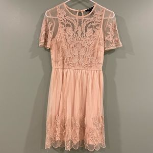 Blush Pink floral lace dress